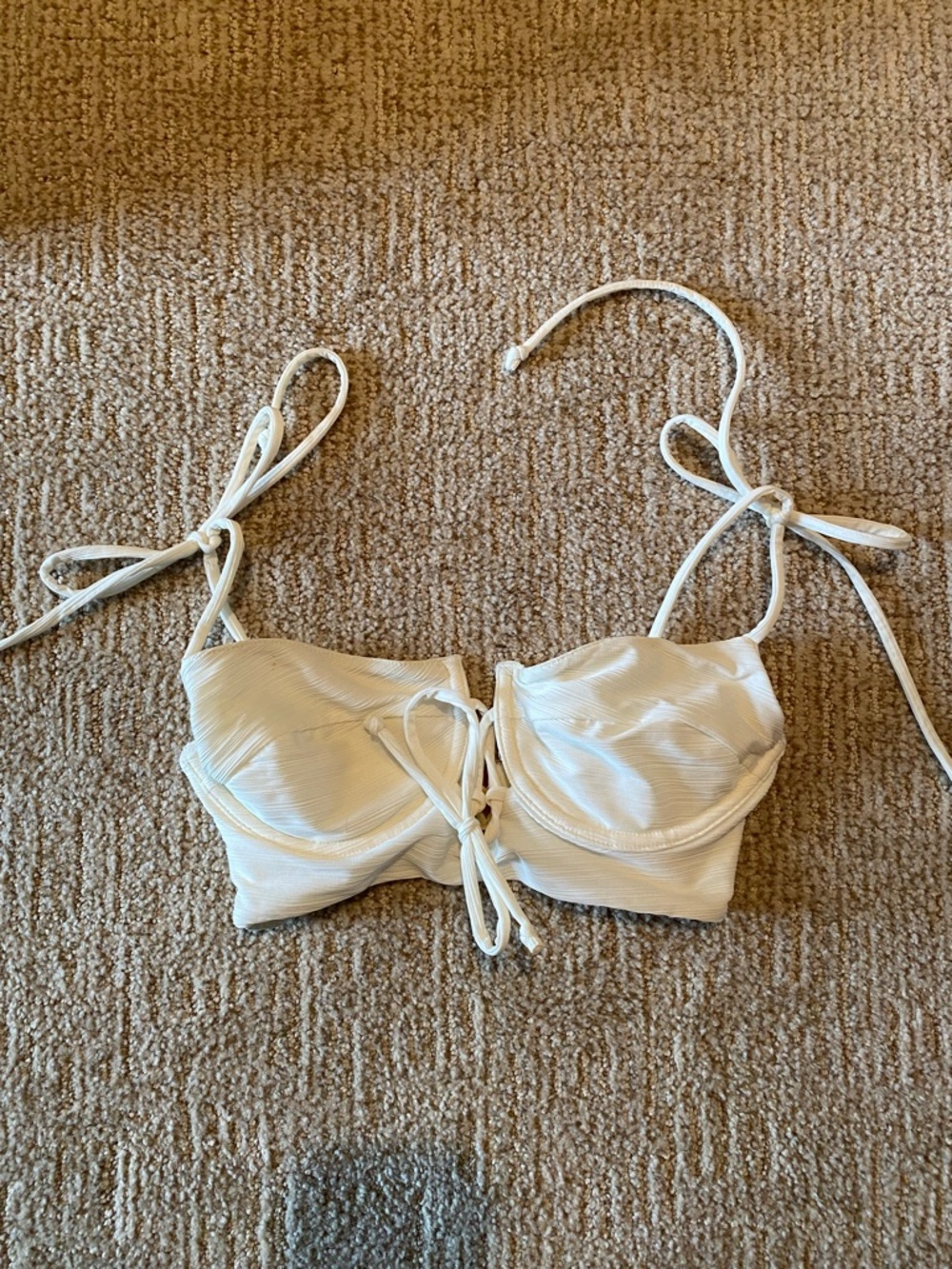 For Love & Lemons White Tie-Front Bikini top